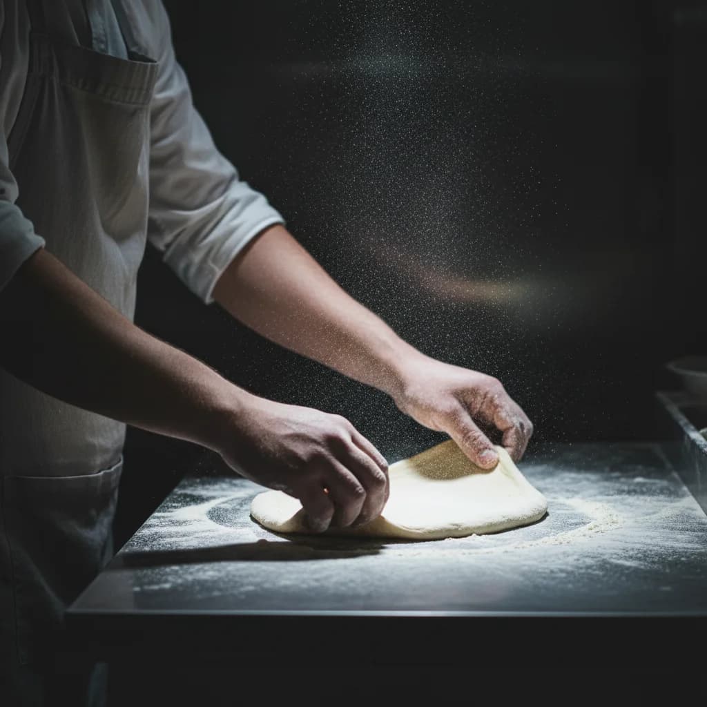 Pizza being prepared in a franchise kitchen