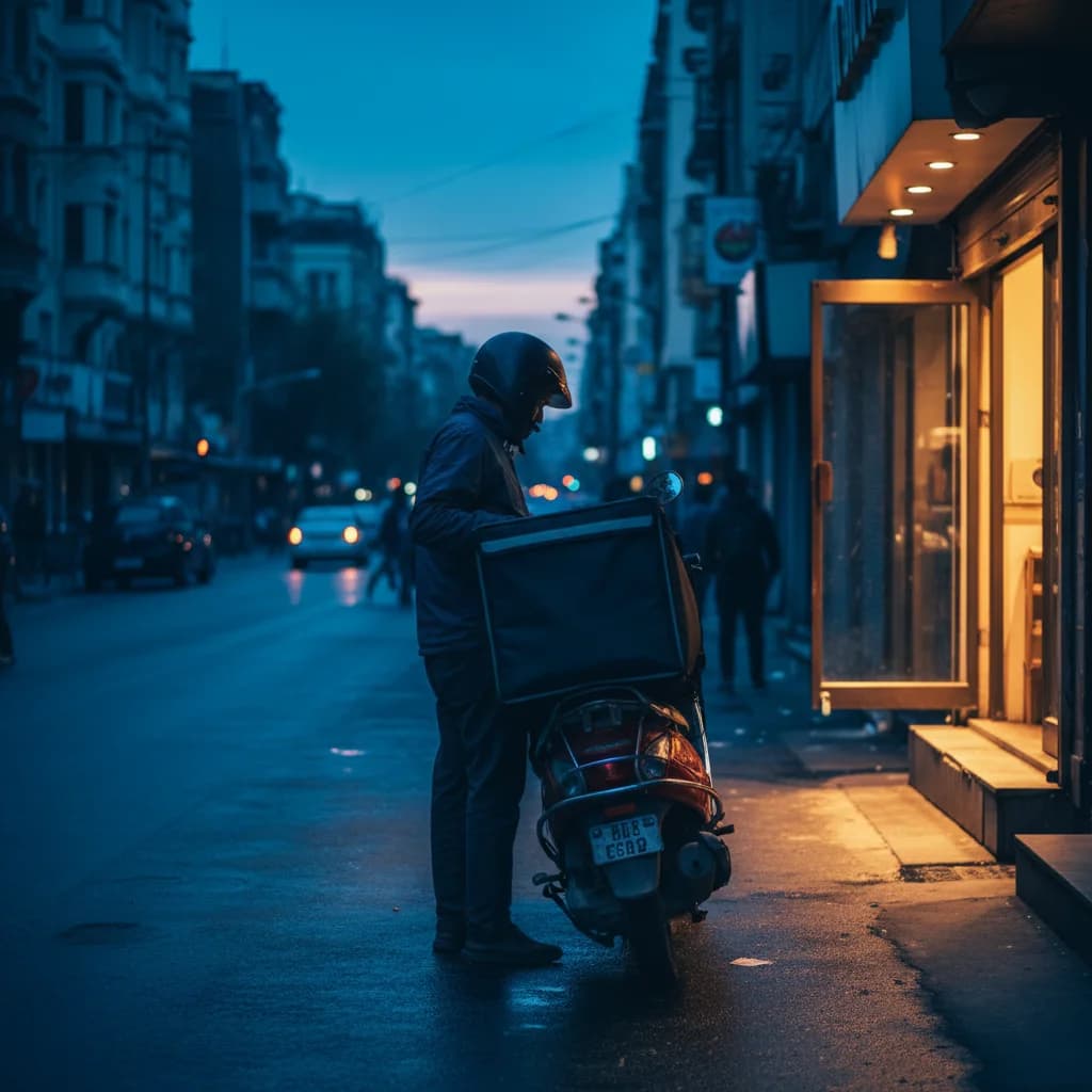 A delivery rider collecting an order